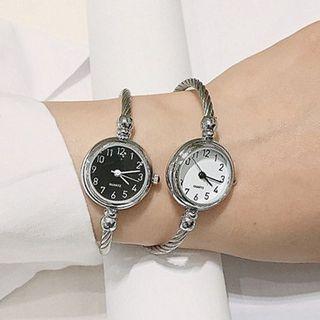 Retro Ribbed Open Bangle Watch