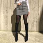 Shifted-panel Zip Mini Skirt