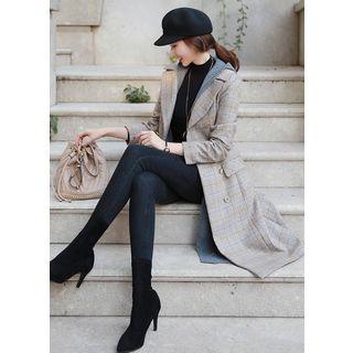Slim-fit Double-breasted Check Coat