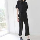 Set: Round-neck A-line T-shirt + Band-waist Pants