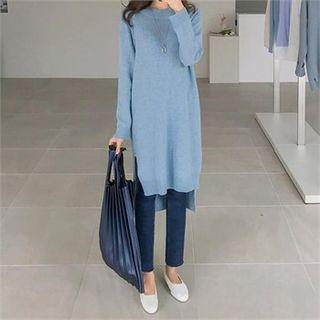 Dip-back Wool Blend Knit Dress
