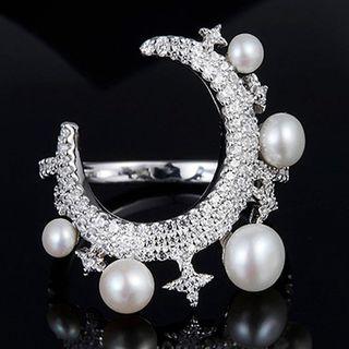 Imitation Pearl Moon Ring