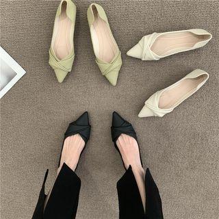 Shirred Pointy Dorsay Flats