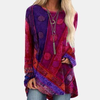 Long-sleeve Print Tunic Top
