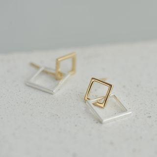 Alloy Interlocking Square Dangle Earring 1 Pair - As Shown In Figure - One Size