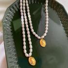 Faux Pearl Pendant Necklace K17 - White Faux Pearl - Gold - One Size