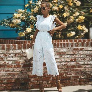 Sleeveless Eyelet Lace Jumpsuit