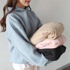 Letter-embroidered Loose-fit Napped Hoodie