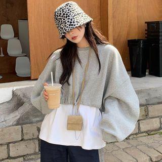 Loose-fit Drawstring-hem Crop Sweatshirt