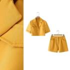 Set: Short Sleeve Cargo Shirt + A-line Shorts
