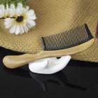 Wooden Hair Comb 1873 - Hair Comb - Khaki & Black - 18cm X 19cm