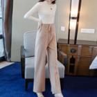 Set: Mock Neck Knit Top + Wide Leg Pants
