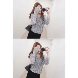 Set: V-neck Open-knit Top + Sleeveless Dress