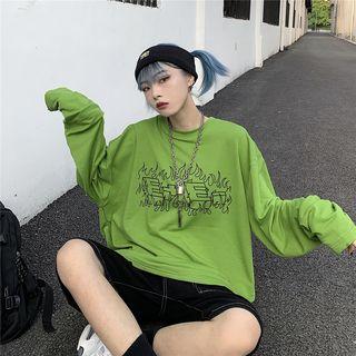 Printed Oversize Long-sleeve T-shirt