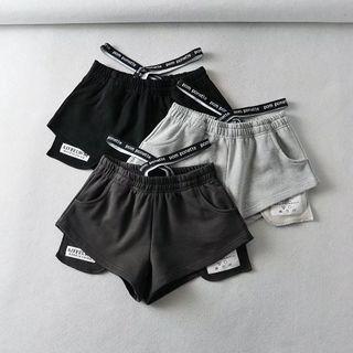 Lettering Cutout Shorts
