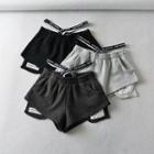 Lettering Cutout Shorts