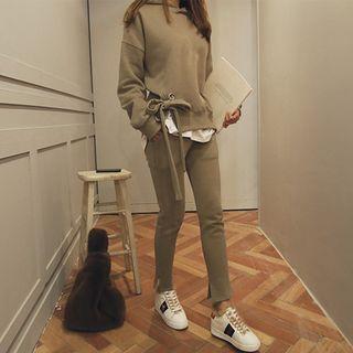 Beribboned Brushed-fleece Lined Hoodie