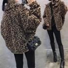 Leopard Print Button Jacket As Shown In Figure - One Size