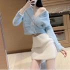 Fluffy Cardigan / Mini Skirt