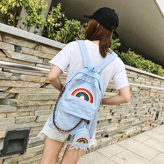 Set: Rainbow-accent Backpack + Pouch