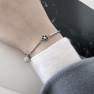 925 Sterling Silver Ball & Flower Bracelet 1 Pc - As Shown In Figure - One Size