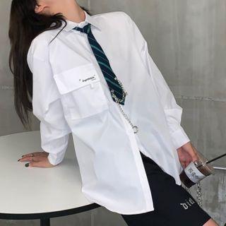 Set: Lettering Shirt + Chained Striped Neck Tie
