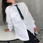 Set: Lettering Shirt + Chained Striped Neck Tie