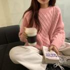 Long-sleeve Cable-knit Loose-fit Top
