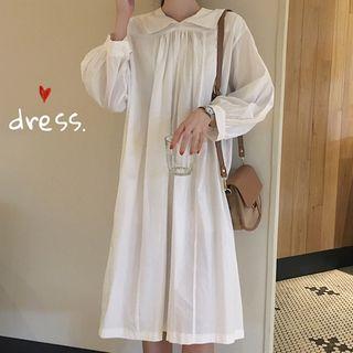 Puff Sleeve Pleated Shirt Dress