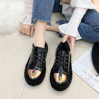 Furry Panel Lace-up Shoes