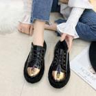 Furry Panel Lace-up Shoes