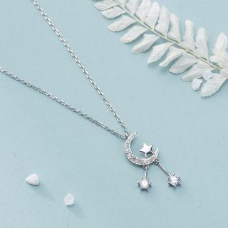 Moon Pendant Necklace X108 - Silver - One Size