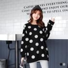 Enlarged Dot Fleecy Boxy Pullover