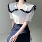 Sailor-collar Piped-frill Blouse