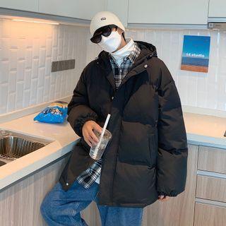 Long-sleeve Plaid Padded Coat