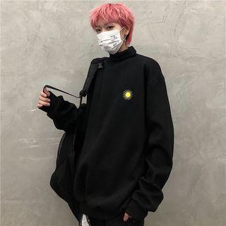 Turtleneck Sun Embroidered Pullover