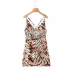 Strappy Zebra Print Mini Sheath Dress