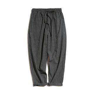 Cropped Striped Drawstring Pants