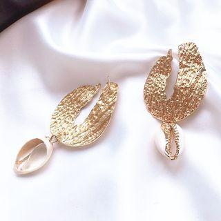 Alloy Leaf Shell Dangle Earring 925 Silver Needle - As Shown In Figure - One Size