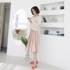 Pleated Striped Knit Skirt