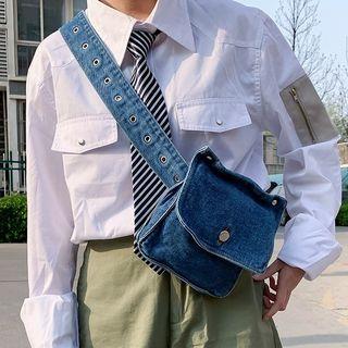 Denim Wide Crossbody Strap Bag Yc8805 - Blue - One Size