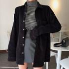 Long-sleeve Corduroy Shirt Black - One Size