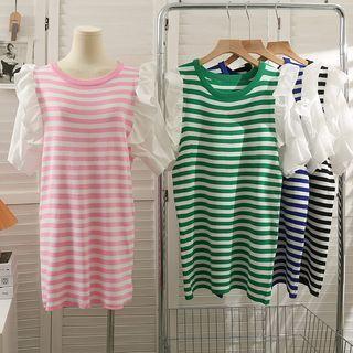 Ruffle-trim Striped Mini Dress