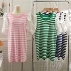 Ruffle-trim Striped Mini Dress