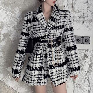 Houndstooth Blazer With Belt