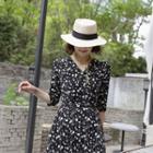 Contrast-trim Woven Hat Beige - One Size