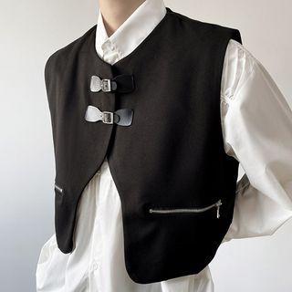 Buckled Cropped Vest Black - One Size