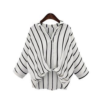 V-neck Striped Chiffon Blouse