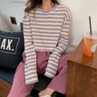 Loose-fit Striped Crop T-shirt