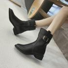 Block Heel Zip Mid-calf Boots